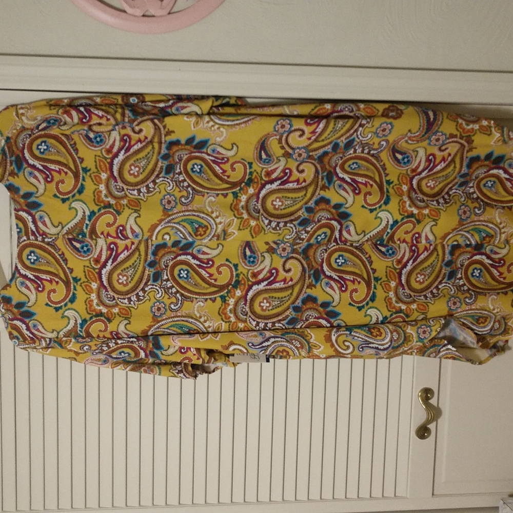 ๐ทNWT Terra & Sky 1X Tank and Kimono Matching Set Gold Paisley Print - Picture 3 of 9